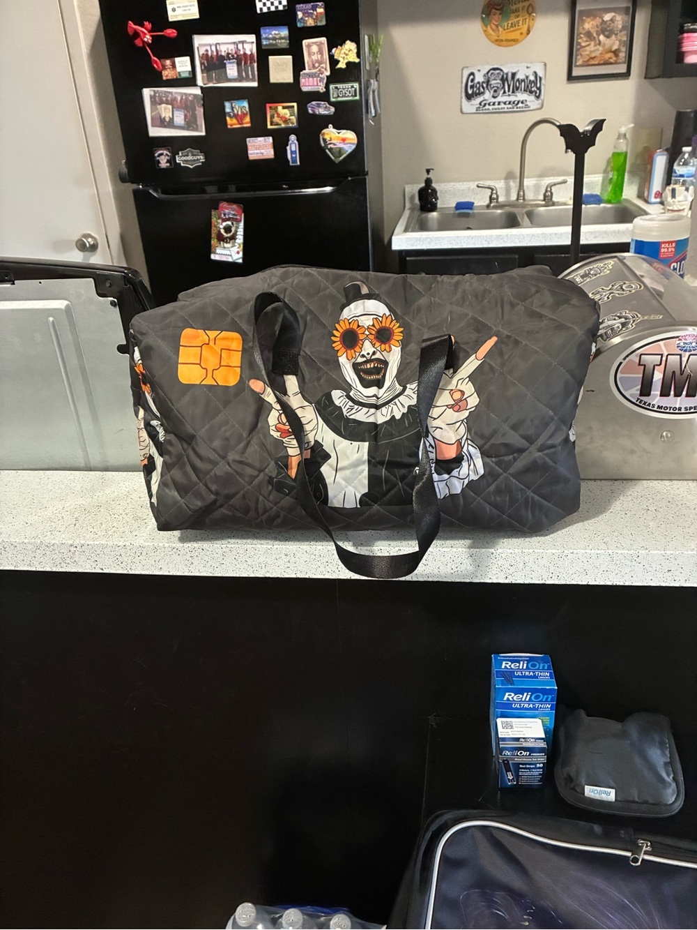 Art the clown Black Quilted Duffel Bag